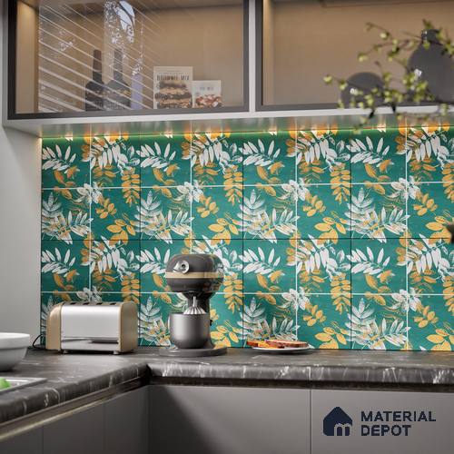 Tropical Wall Tile TL 07249 C Plana 8007 GLM (Gold) 1 ft x 1 ft Ceramic Matte Finish - 9 mm | 2 mm Spacer is Mandatory | Please Expect a Slight Variation of Pattern